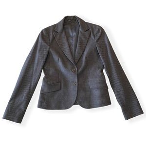 Theory Wool Blend Blazer Suit Jacket Gray Striped Womens Size 4